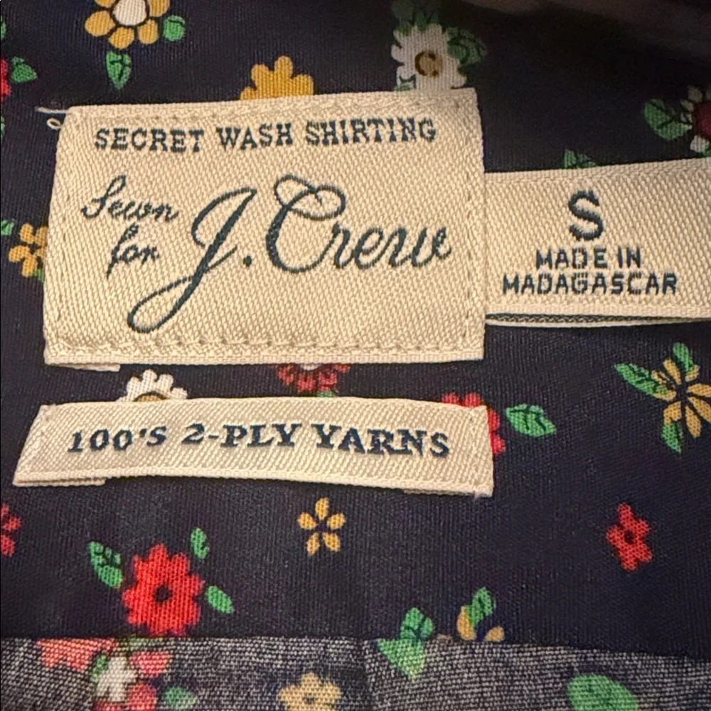 J.Crew Men Floral Slim Secret Wash Cotton Poplin Shirt Size Small